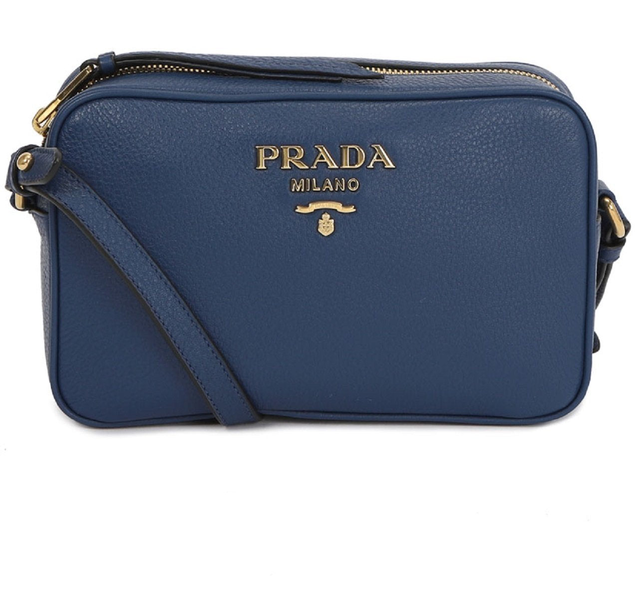 Prada Royal Blue Vitello Phenix Leather Shoulder Camera Bag 1BH103