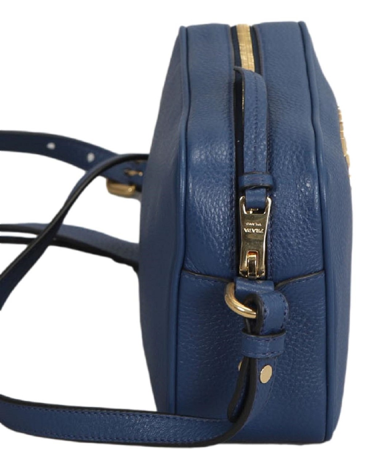 Prada Royal Blue Vitello Phenix Leather Shoulder Camera Bag 1BH103