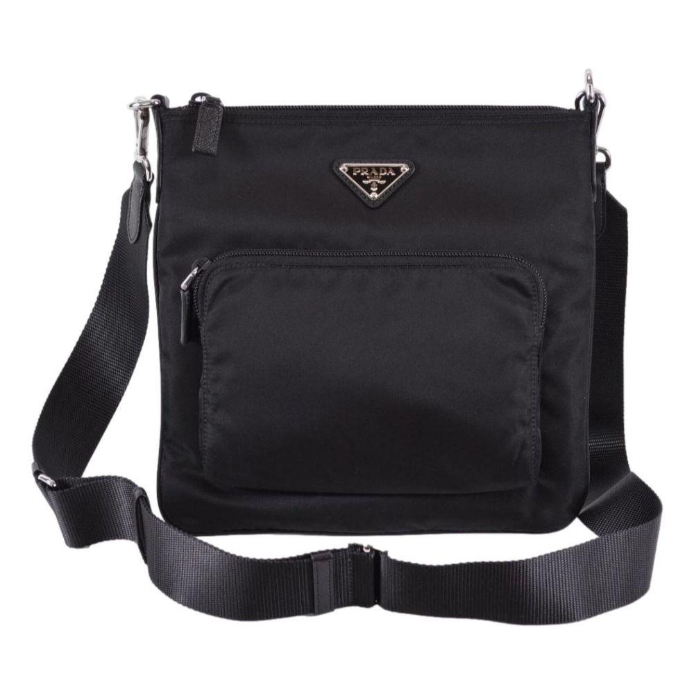 Prada Tessuto Nylon Sport Black Messenger Crossbody Bag 1BH716