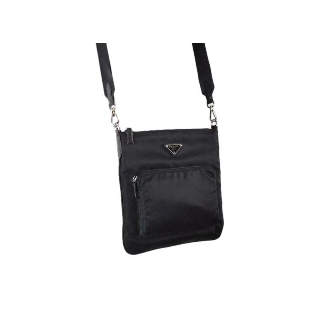 Prada Tessuto Nylon Sport Black Messenger Crossbody Bag 1BH716
