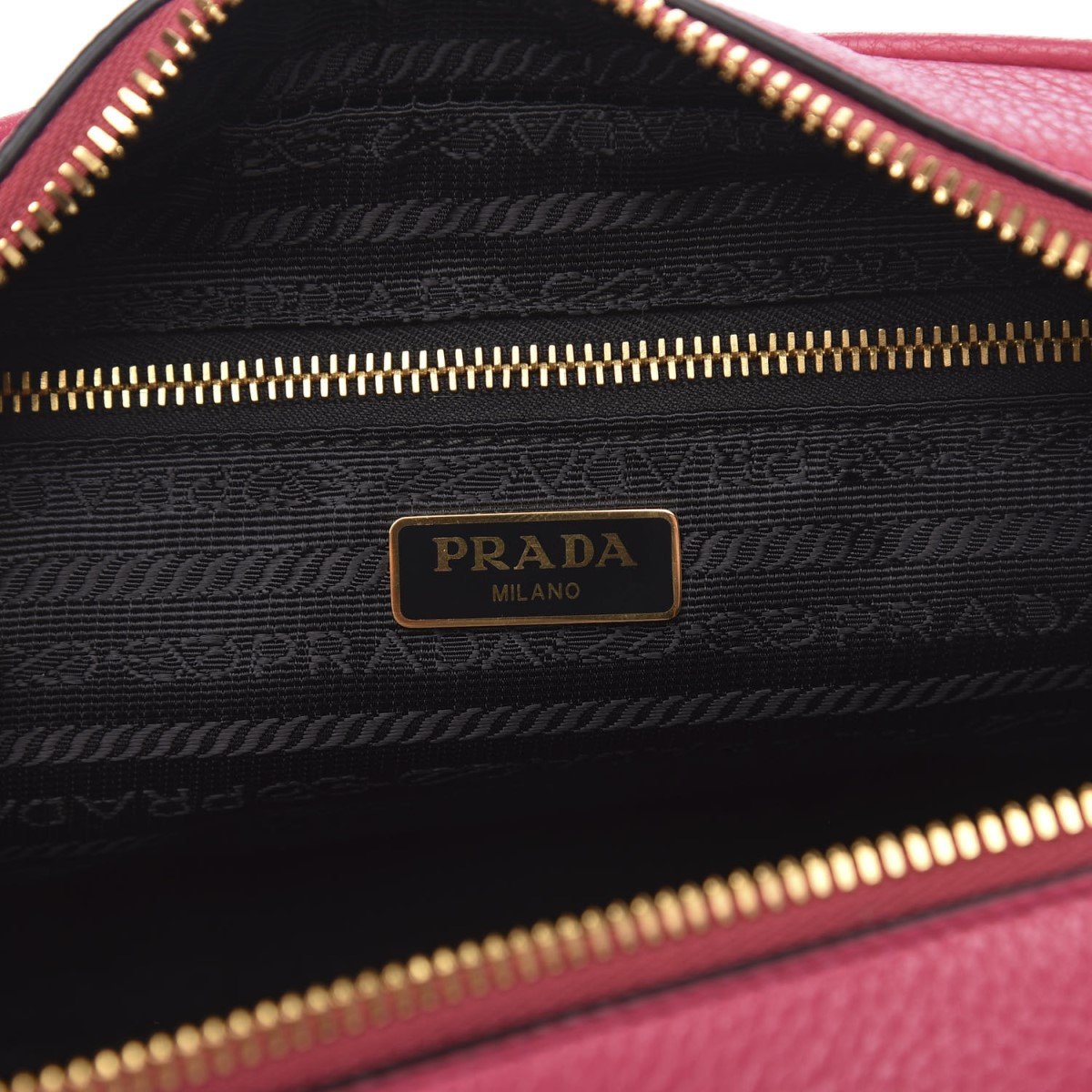 Prada Vitello Phenix Leather Peonia Pink Shoulder Camera Bag 1BH103