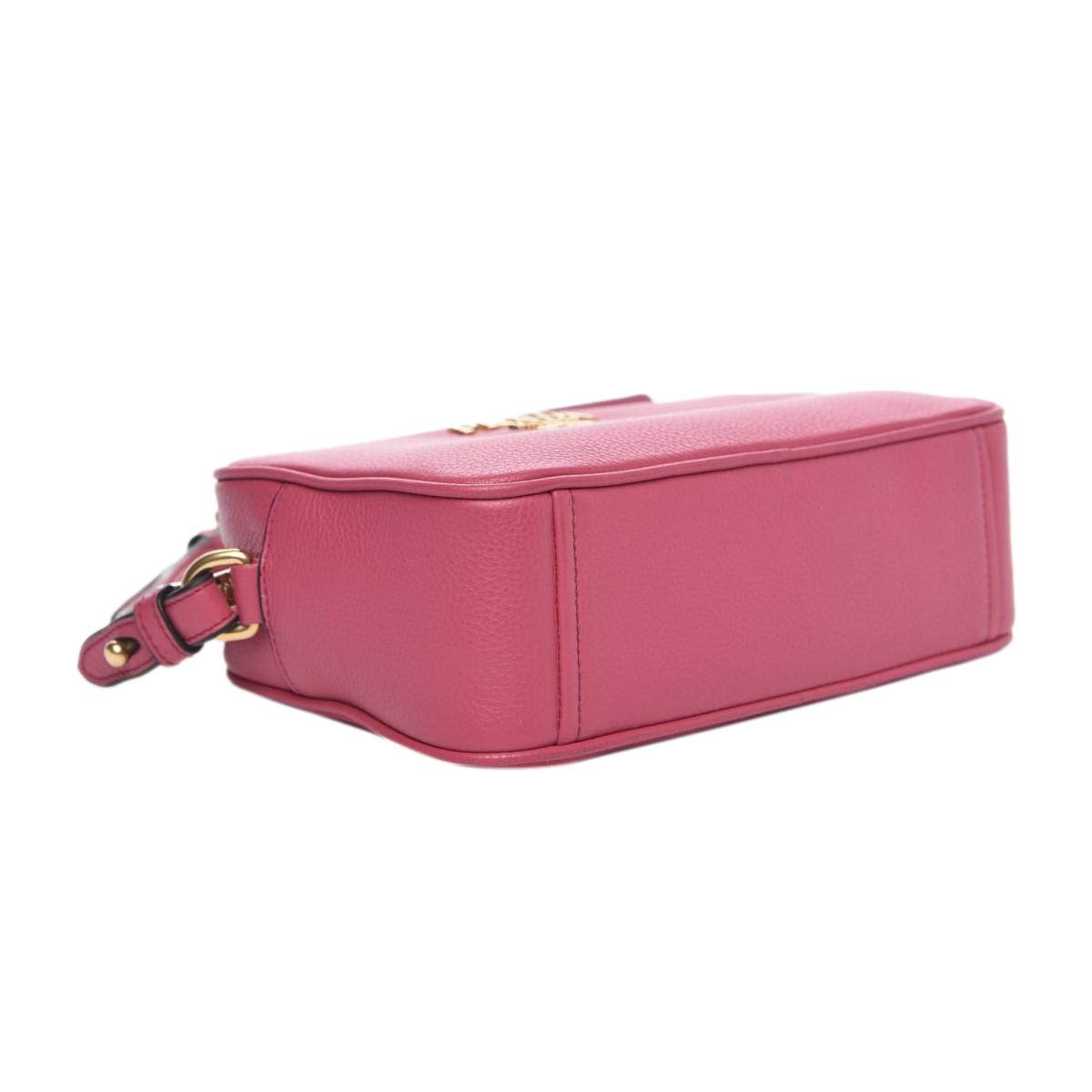 Prada Vitello Phenix Leather Peonia Pink Shoulder Camera Bag 1BH103