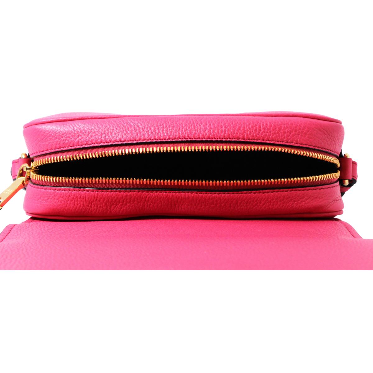 Prada Vitello Phenix Peonia Leather Flap Crossbody Bag 1BD163