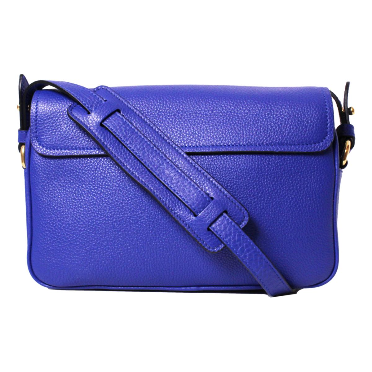 Prada Vitello Phenix Royal Blue Leather Flap Crossbody Bag 1BD163