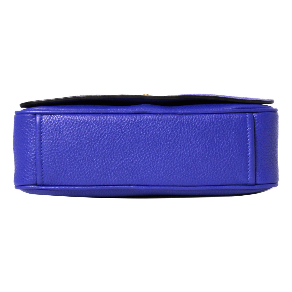 Prada Vitello Phenix Royal Blue Leather Flap Crossbody Bag 1BD163