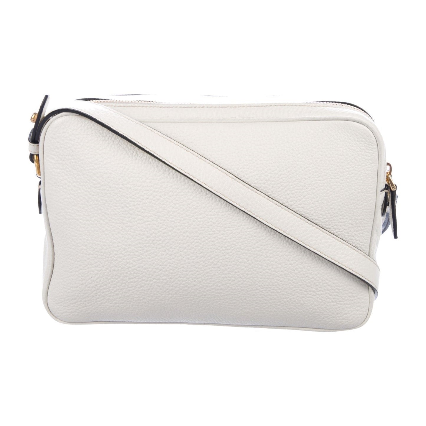 Prada Vitello Phenix White Leather Double Zip Camera Crossbody 1BH079