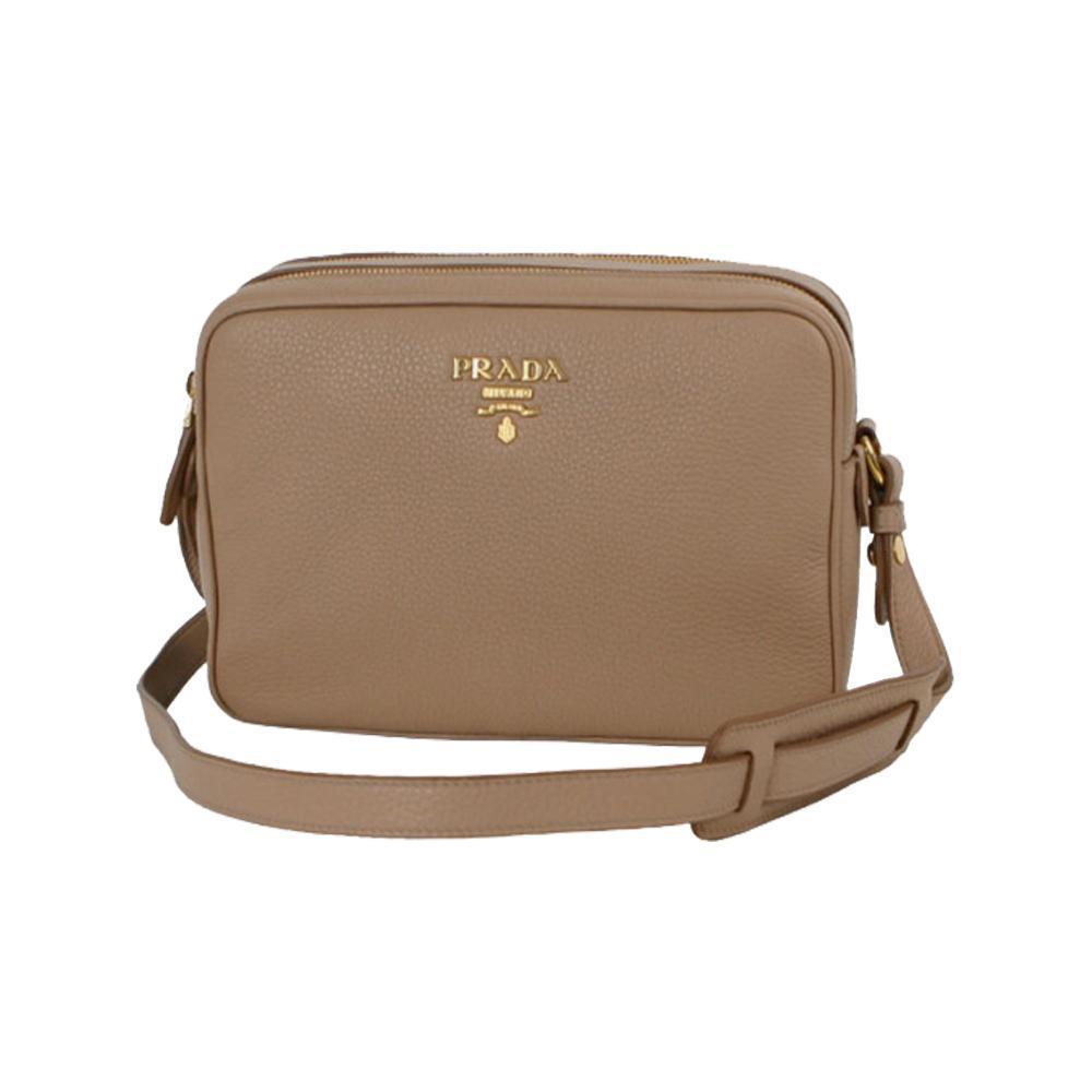 Prada Beige Vitello Phenix Leather Double Zip Crossbody Bag 1BH079