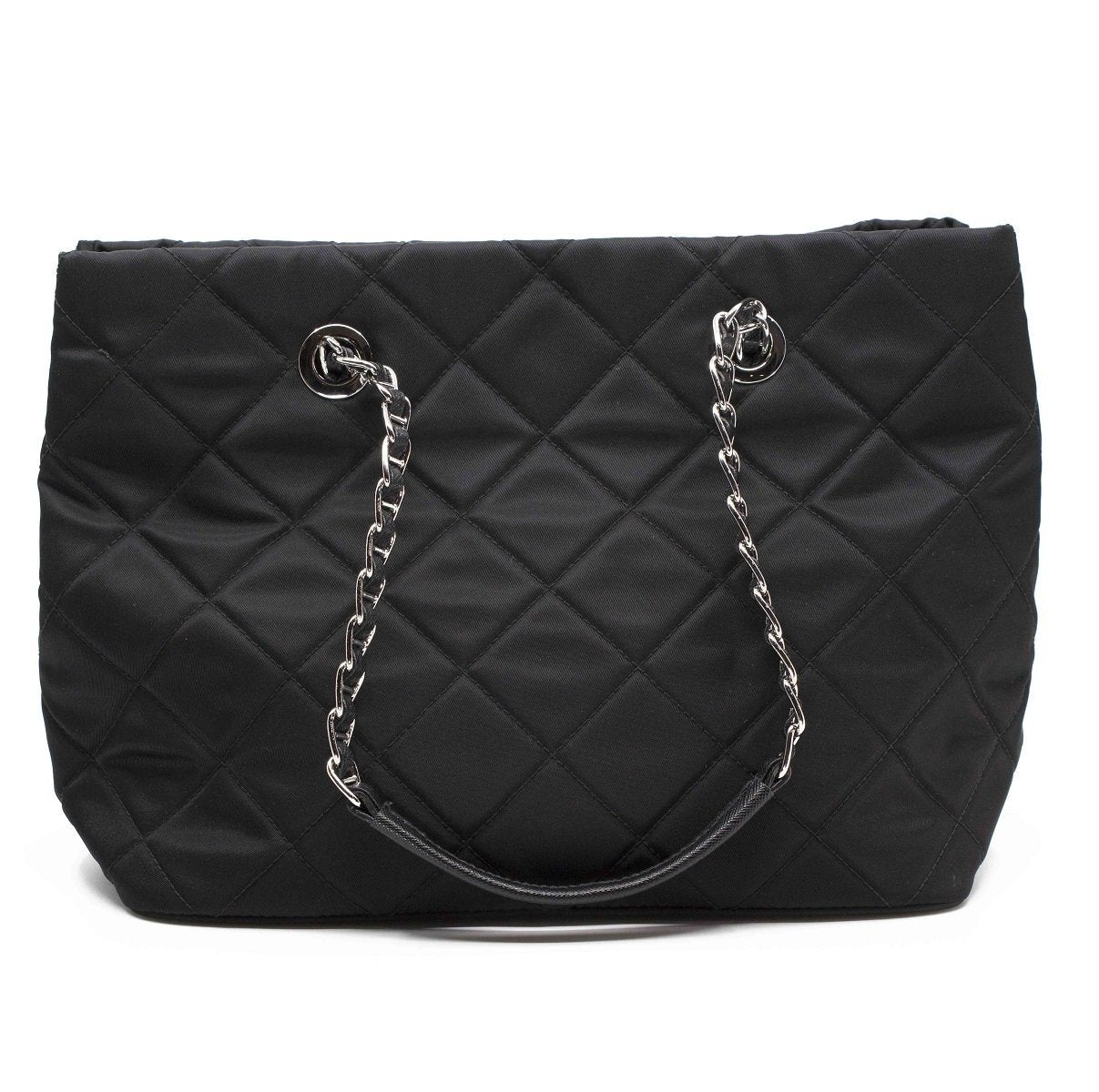 Prada Black Quilted Tessuto Chain Shoulder Bag Tote 1BG740