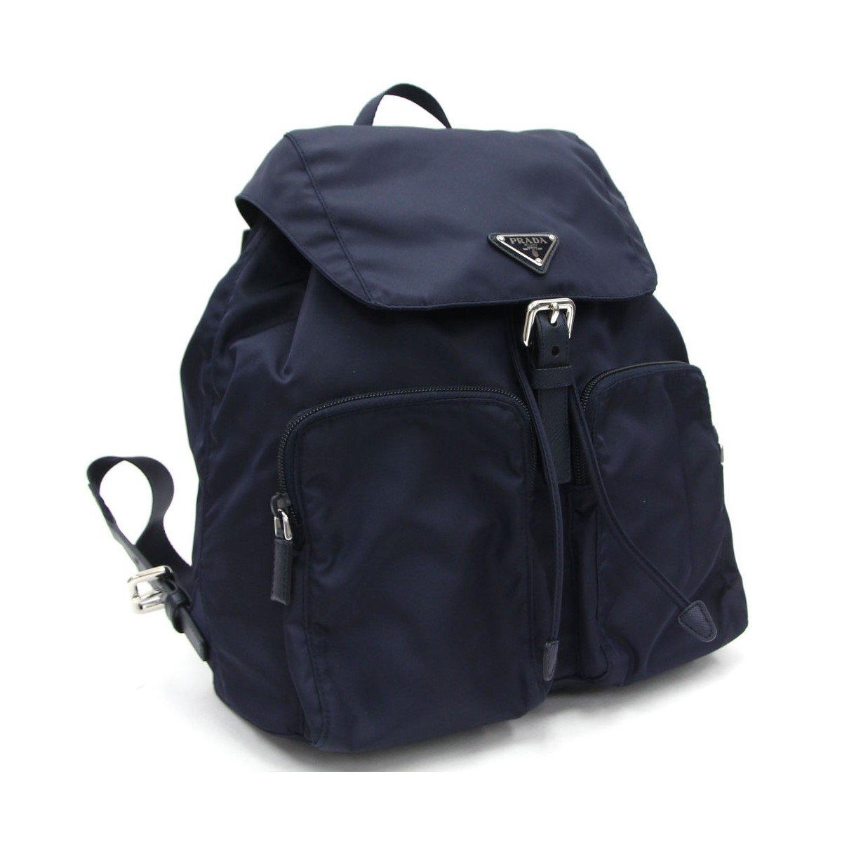 Prada Zainetto Navy Tessuto Nylon Leather Trim Backpack Rucksack 1BZ005