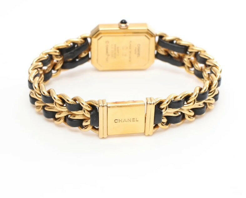 Chanel Premiere XL Gold Black Bracelet Watch 17.5cm