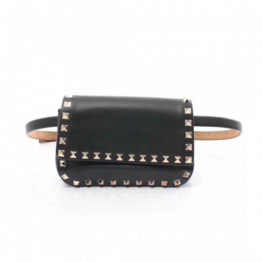 Valentino Black Rockstud Belt Bag Medium Size.