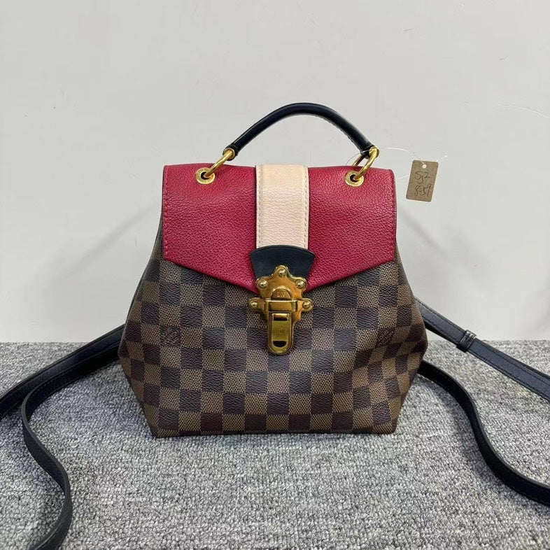 Louis Vuitton Damier Brown Red Leather Backpack Small