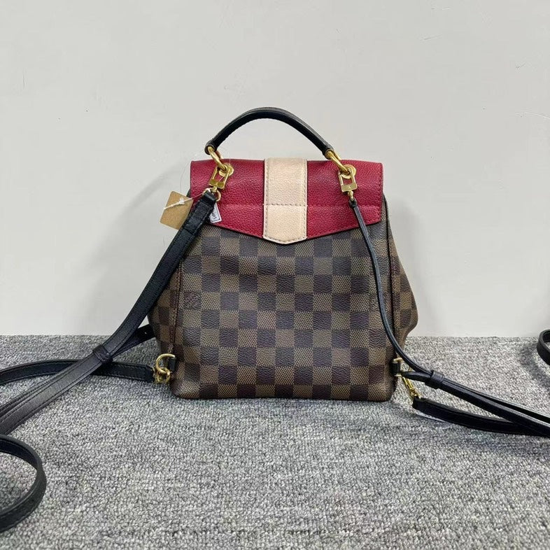 Louis Vuitton Damier Brown Red Leather Backpack Small