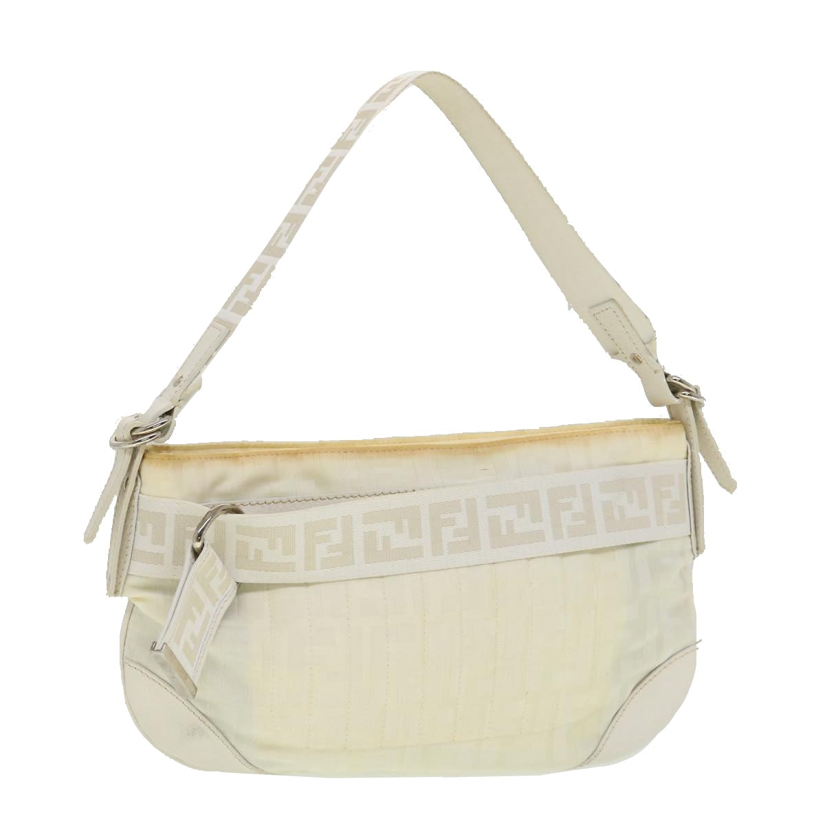 FENDI Zucca Canvas Shoulder Bag White  rd2256