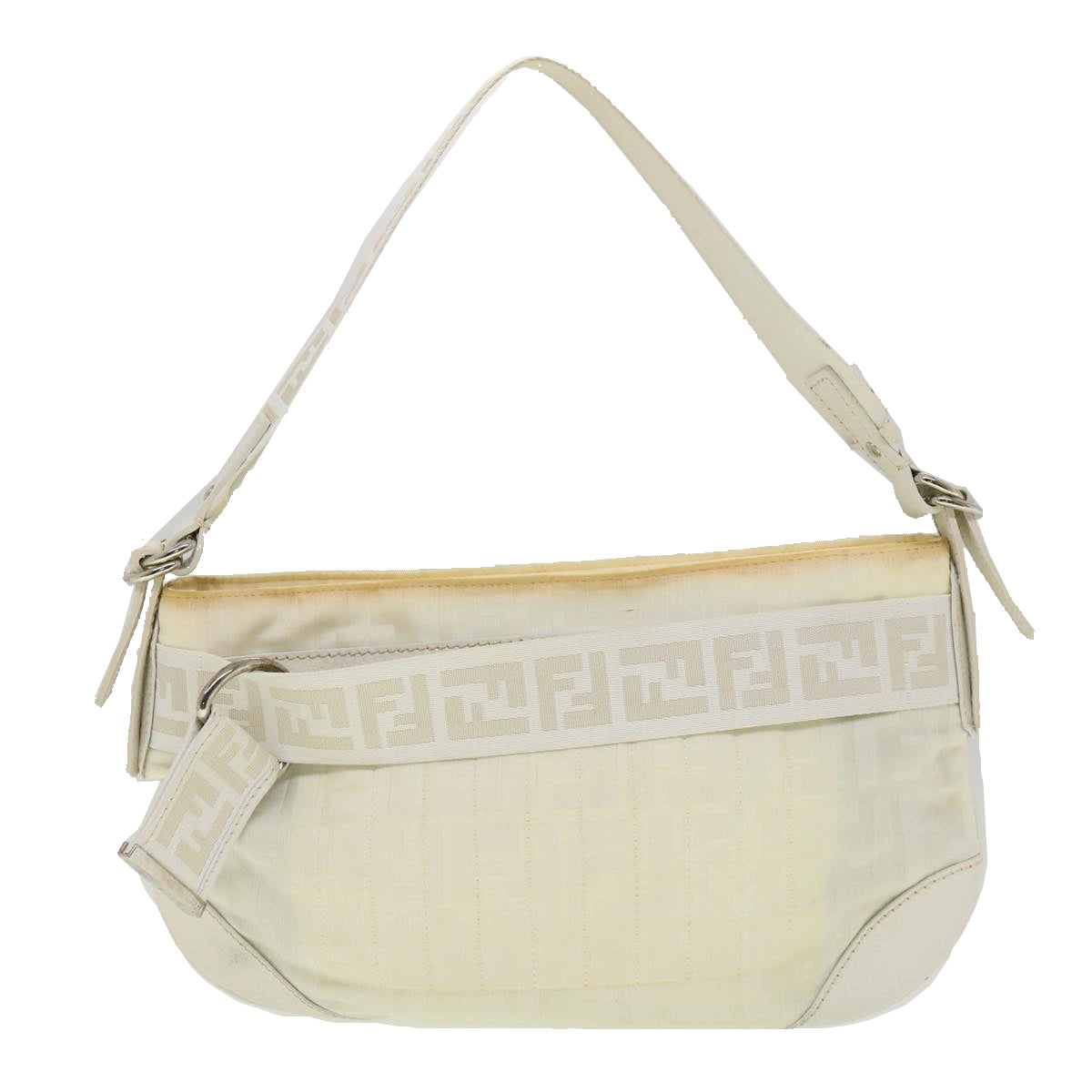 FENDI Zucca Canvas Shoulder Bag White  rd2256