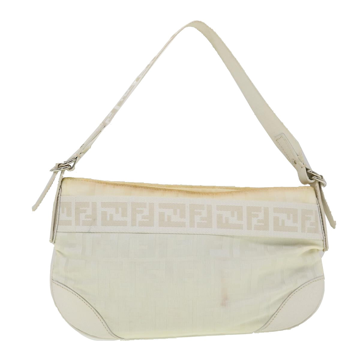 FENDI Zucca Canvas Shoulder Bag White  rd2256