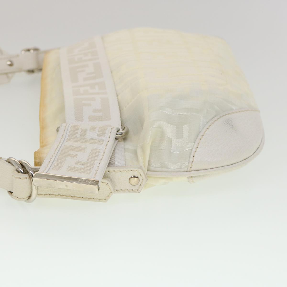 FENDI Zucca Canvas Shoulder Bag White  rd2256