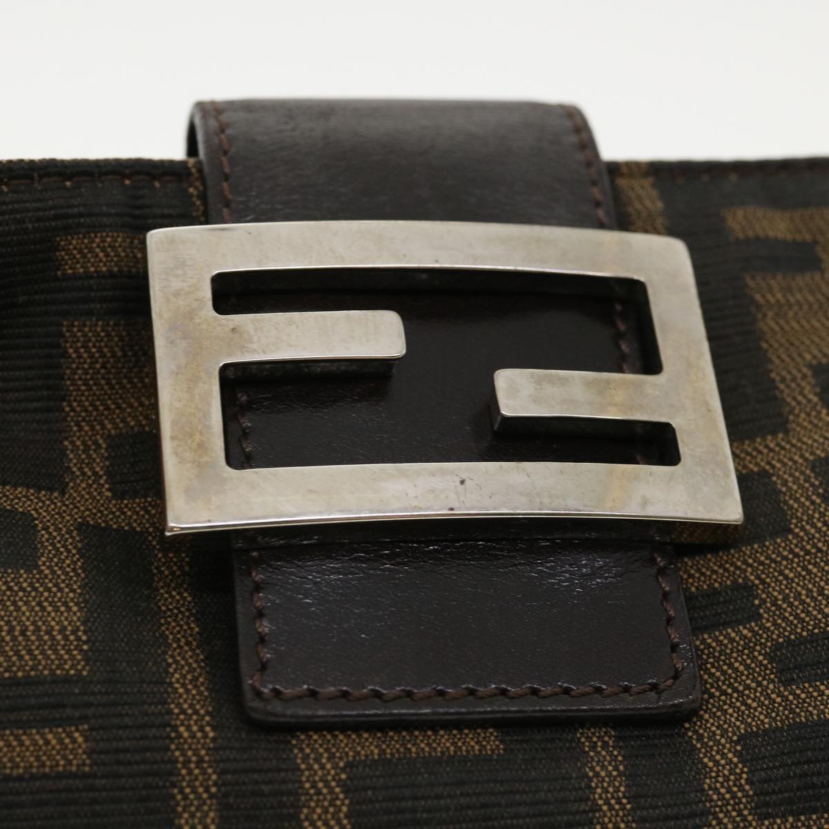 FENDI Zucca Canvas Shoulder Bag Brown Black  rd4161