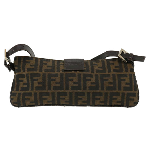 FENDI Zucca Canvas Shoulder Bag Brown Black  rd4161