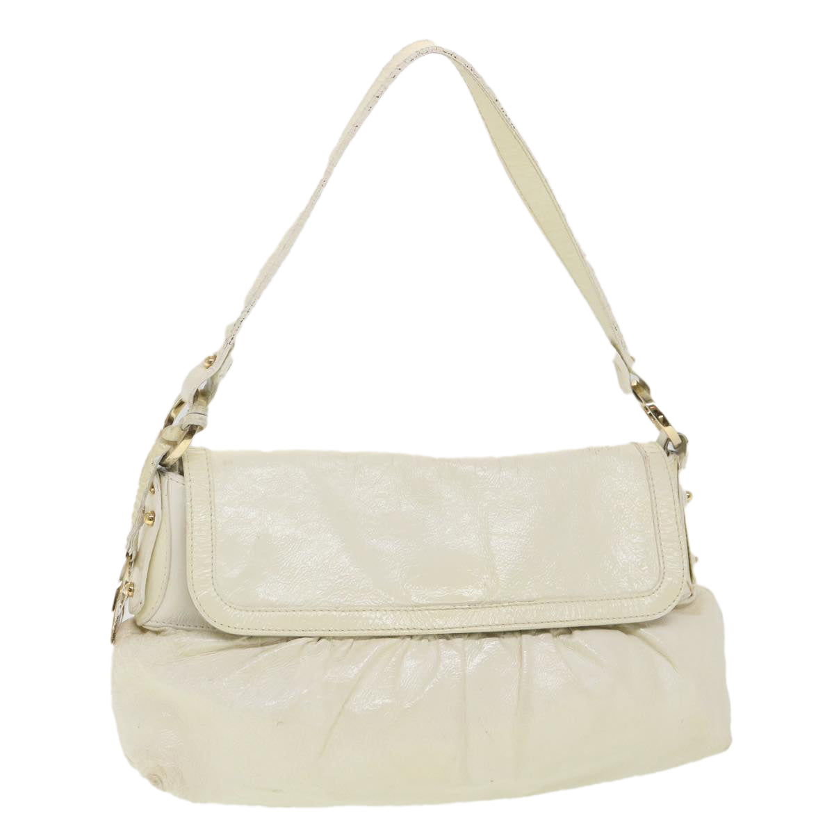 FENDI Shoulder Bag Leather White  rd4343