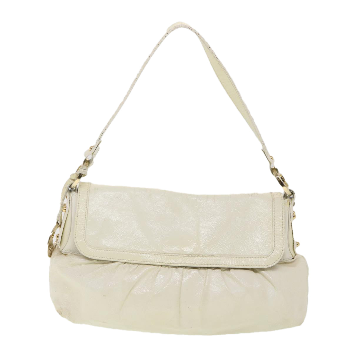 FENDI Shoulder Bag Leather White  rd4343