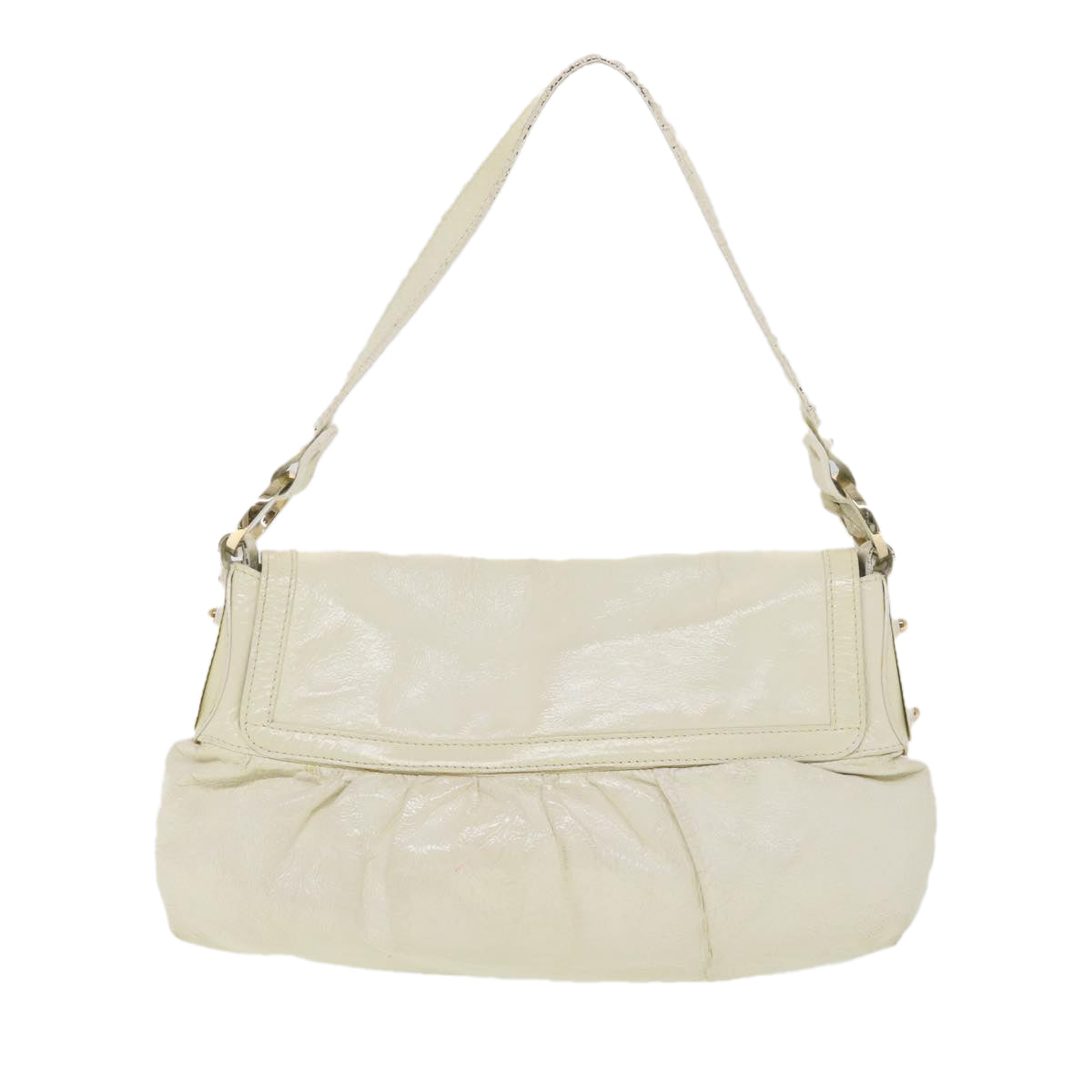 FENDI Shoulder Bag Leather White  rd4343