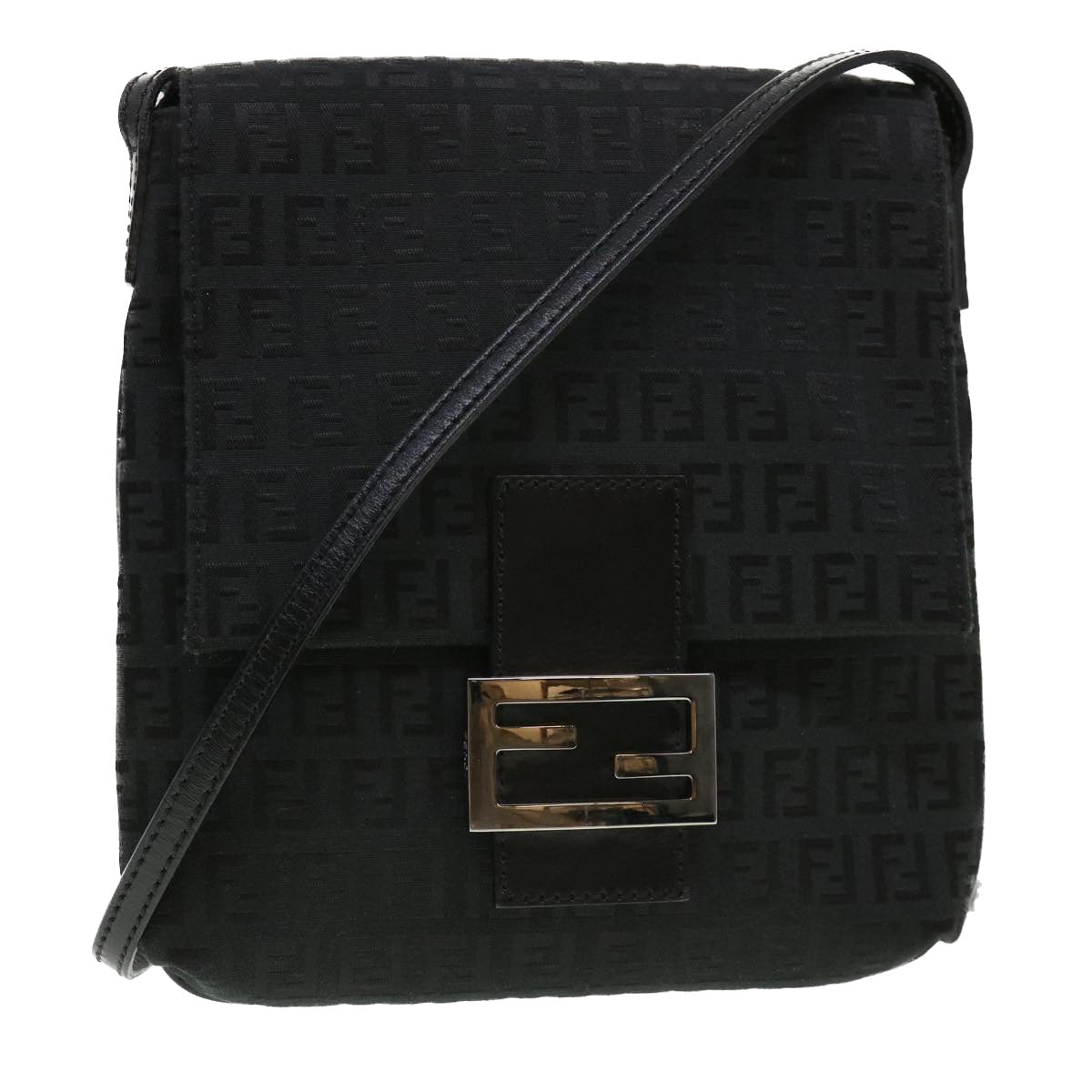 FENDI Zucchino Canvas Shoulder Bag Black 2288-8BT075-JQ5-088  rd4687