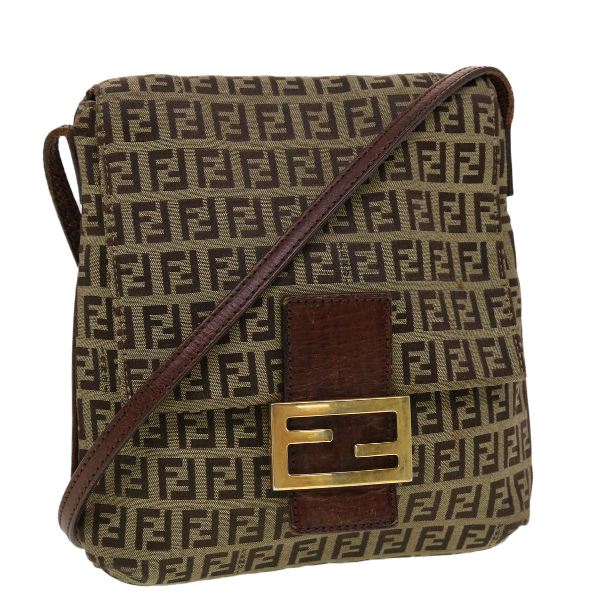 FENDI Zucchino Canvas Shoulder Bag Brown 2228-8BT075-TN9069  rd5064