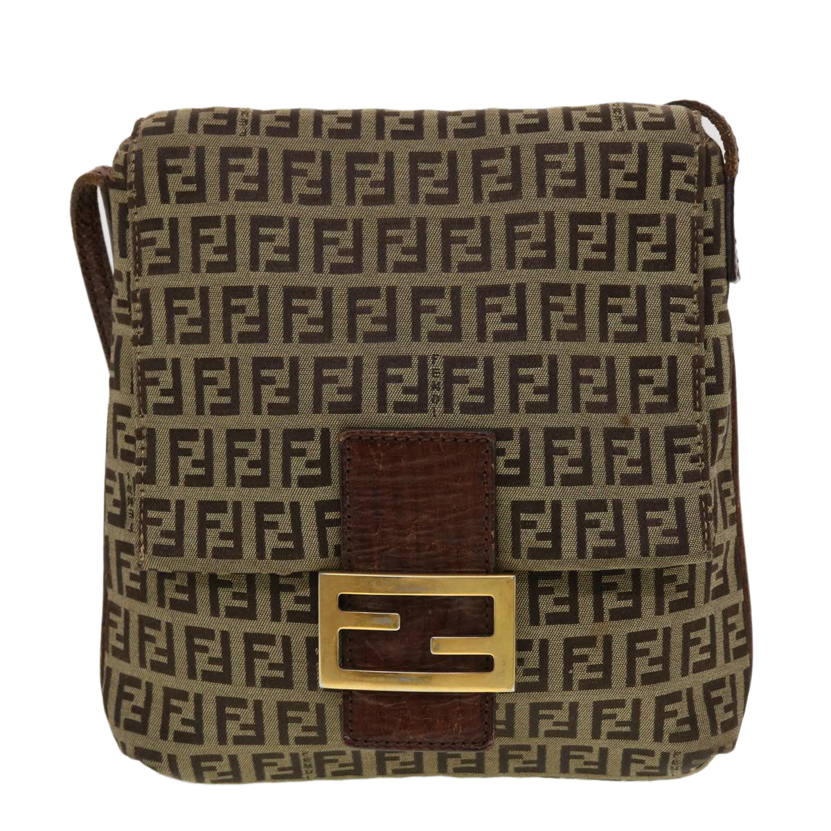 FENDI Zucchino Canvas Shoulder Bag Brown 2228-8BT075-TN9069  rd5064