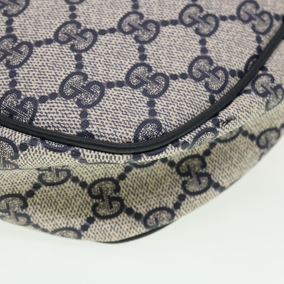 GUCCI GG Canvas Sherry Line Clutch Bag Gray Red Navy