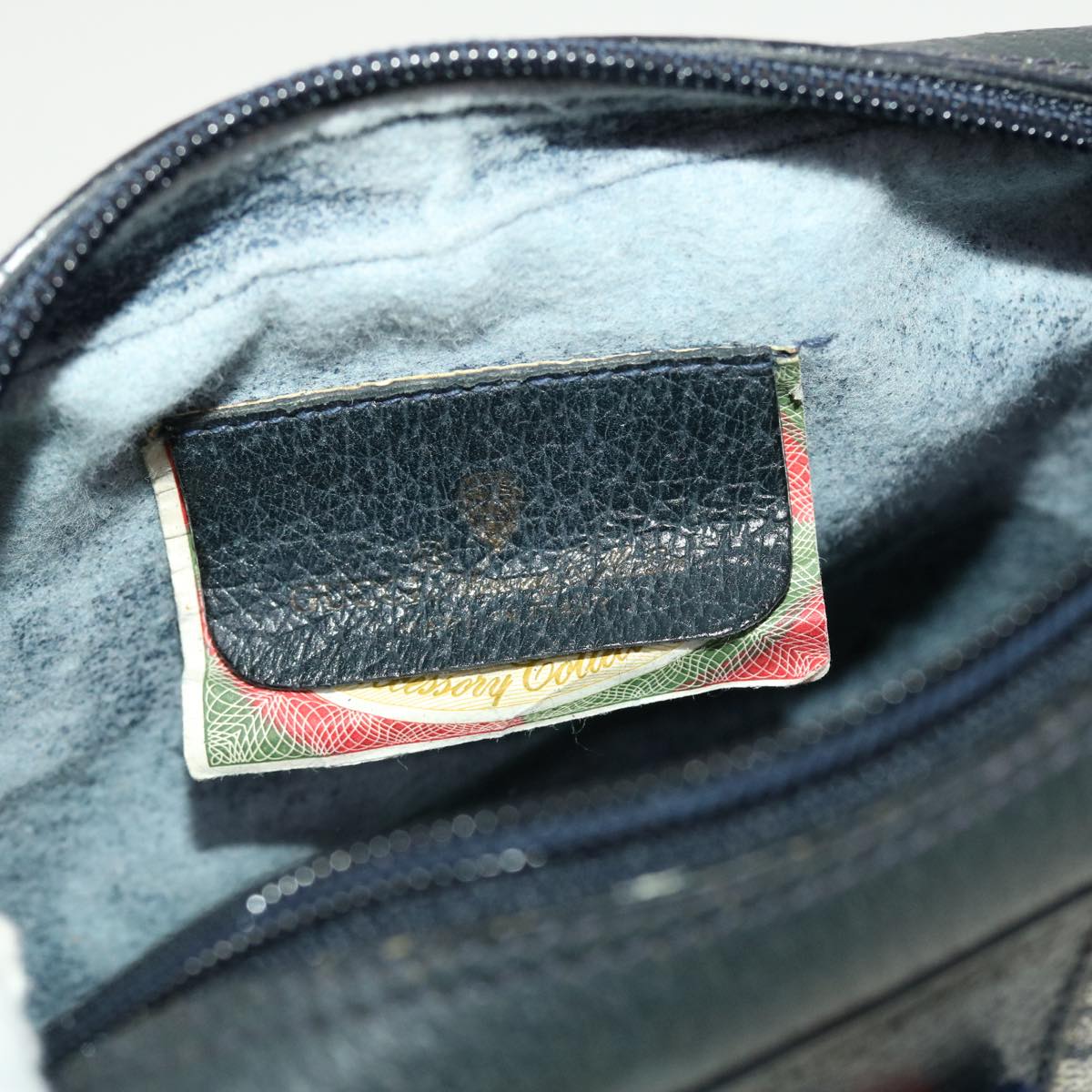 GUCCI GG Canvas Sherry Line Clutch Bag Gray Red Navy