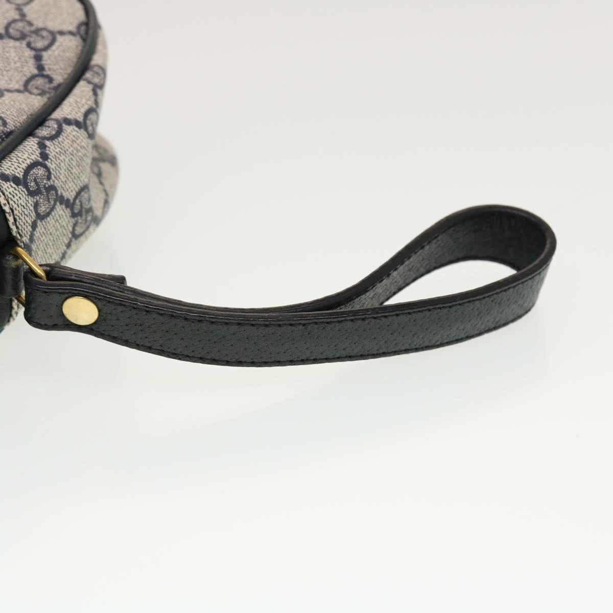 GUCCI GG Canvas Sherry Line Clutch Bag Gray Red Navy