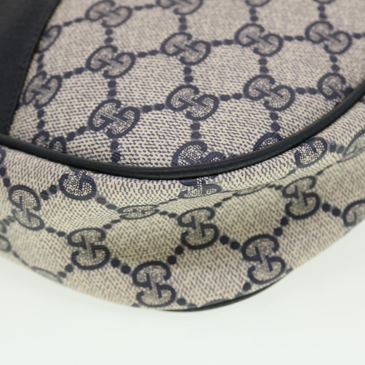 GUCCI GG Canvas Sherry Line Clutch Bag Gray Red Navy