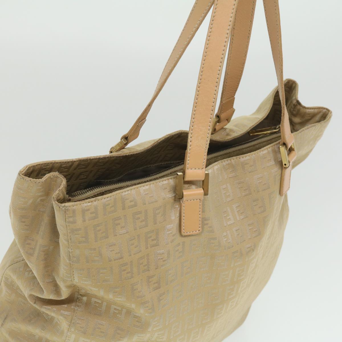 FENDI Zucchino Canvas Shoulder Bag Beige  ti732