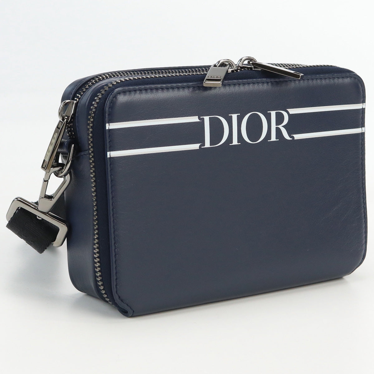 Christian Dior Logo Shoulder Bag Diagonal leather blue Women