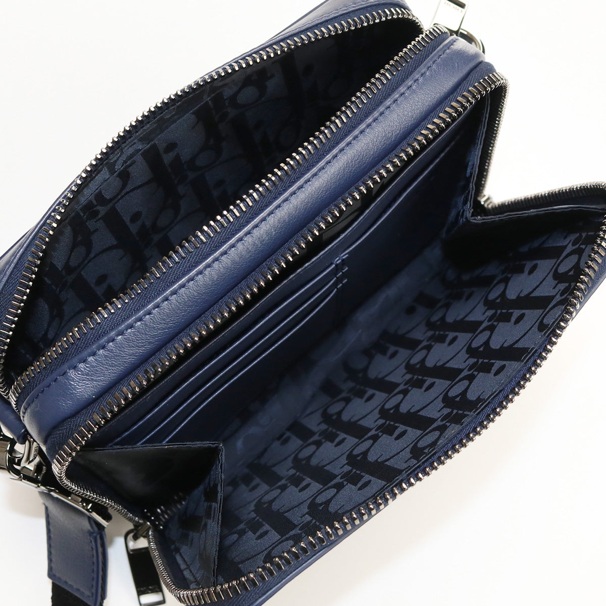 Christian Dior Logo Shoulder Bag Diagonal leather blue Women