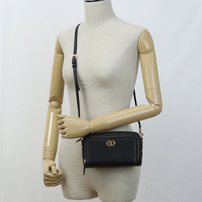 Christian Dior S7431UBAE 900U Shoulder Bag Karo double pouch Calfskin,leather black Women