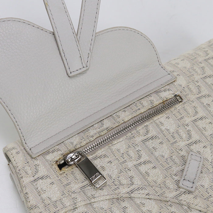 Christian Dior Shoulder Bag Saddle Dior Oplique Jacquard canvas,leather ivory Women