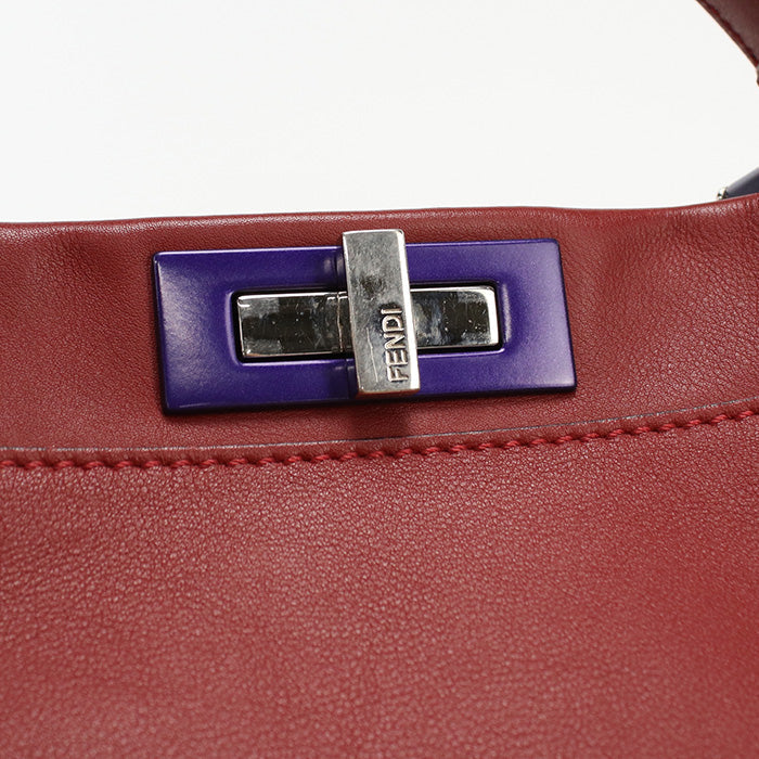 FENDI 8BN290 3ZN Peekaboo 2WAY hand Shoulder bag leather Red Women