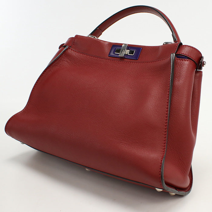 FENDI 8BN290 3ZN Peekaboo 2WAY hand Shoulder bag leather Red Women