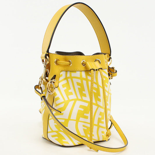 FENDI 8BS010 AFL1 F1E8K Shoulder Bag Montrezor Mini bag Cotton canvas, leather yellow Women