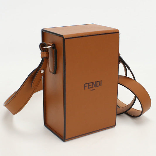 FENDI 7VA519 Mini Box Shoulder Bag  leather Brown Women