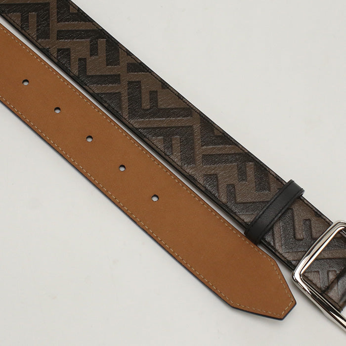 FENDI 7C0497 belt Monogram embossed Casual Belts Wide Belts leather Brown mens