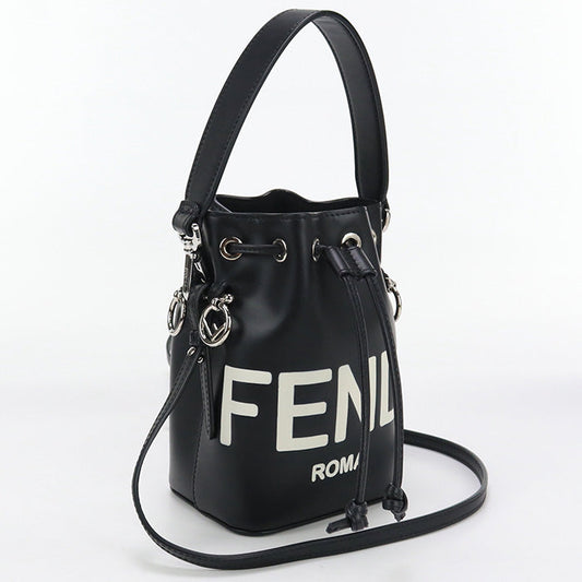 FENDI 8BS010 AC9L Mini Montresor Shoulder hand sling Bag leather black Women