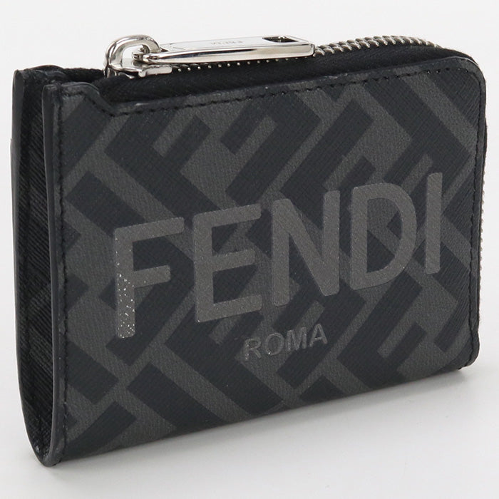 FENDI 7M0341 AJJ8 F0TUH Zip Card Case FENDI Rome PVC black mens