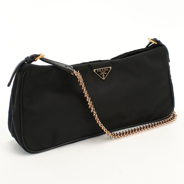 PRADA BR0107 Accessory pouch Chain Shoulder Bag Nylon black Women