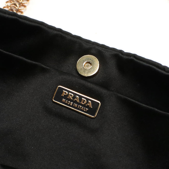 PRADA BR0107 Accessory pouch Chain Shoulder Bag Nylon black Women