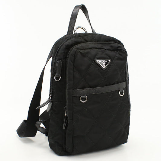 PRADA 1BZ017 Backpack Triangle logo plate Mini Backpack Nylon,leather black unisex