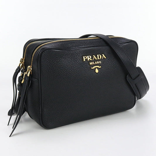 PRADA Leather Shoulder sling Bag  Black Women