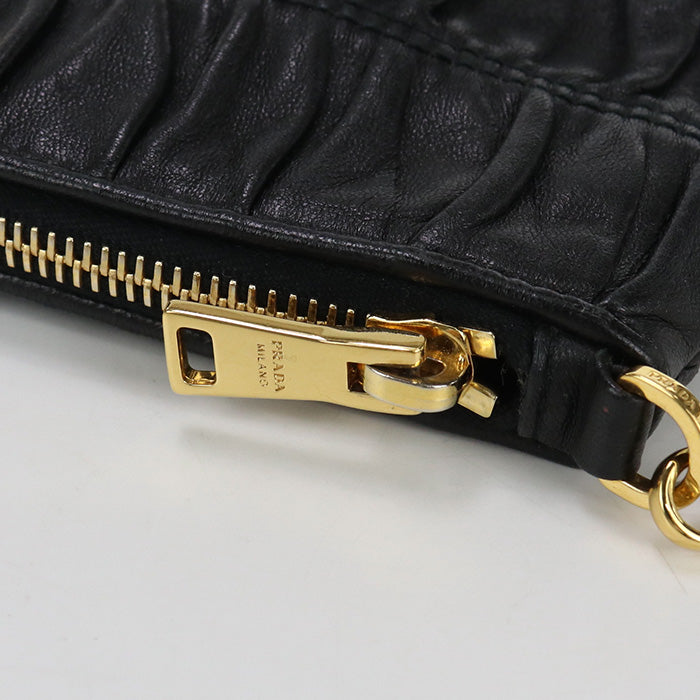 PRADA ChainShoulder Bag Diagonal  leather Black Women